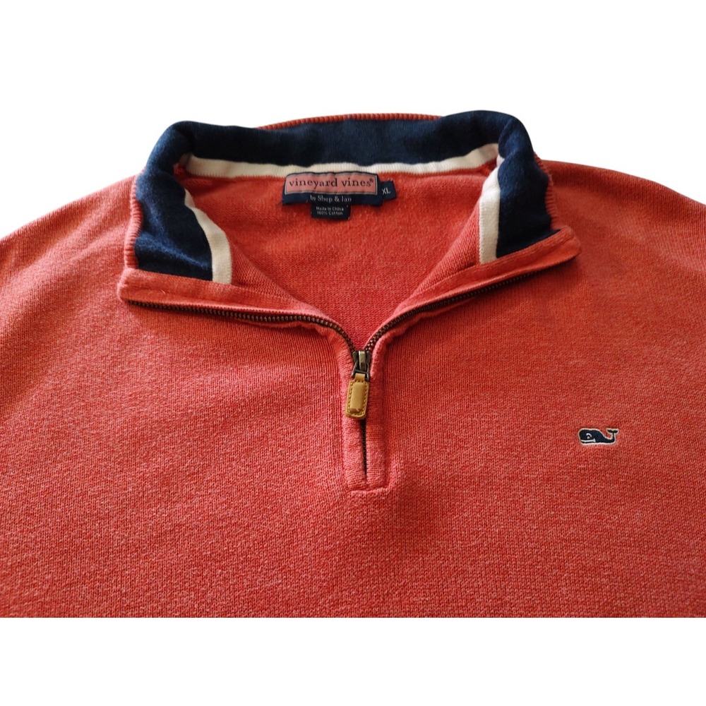 Retro Vineyard Vines Quarter Zip Sweater Long Sleeve Salmon Mens Extra Large‎